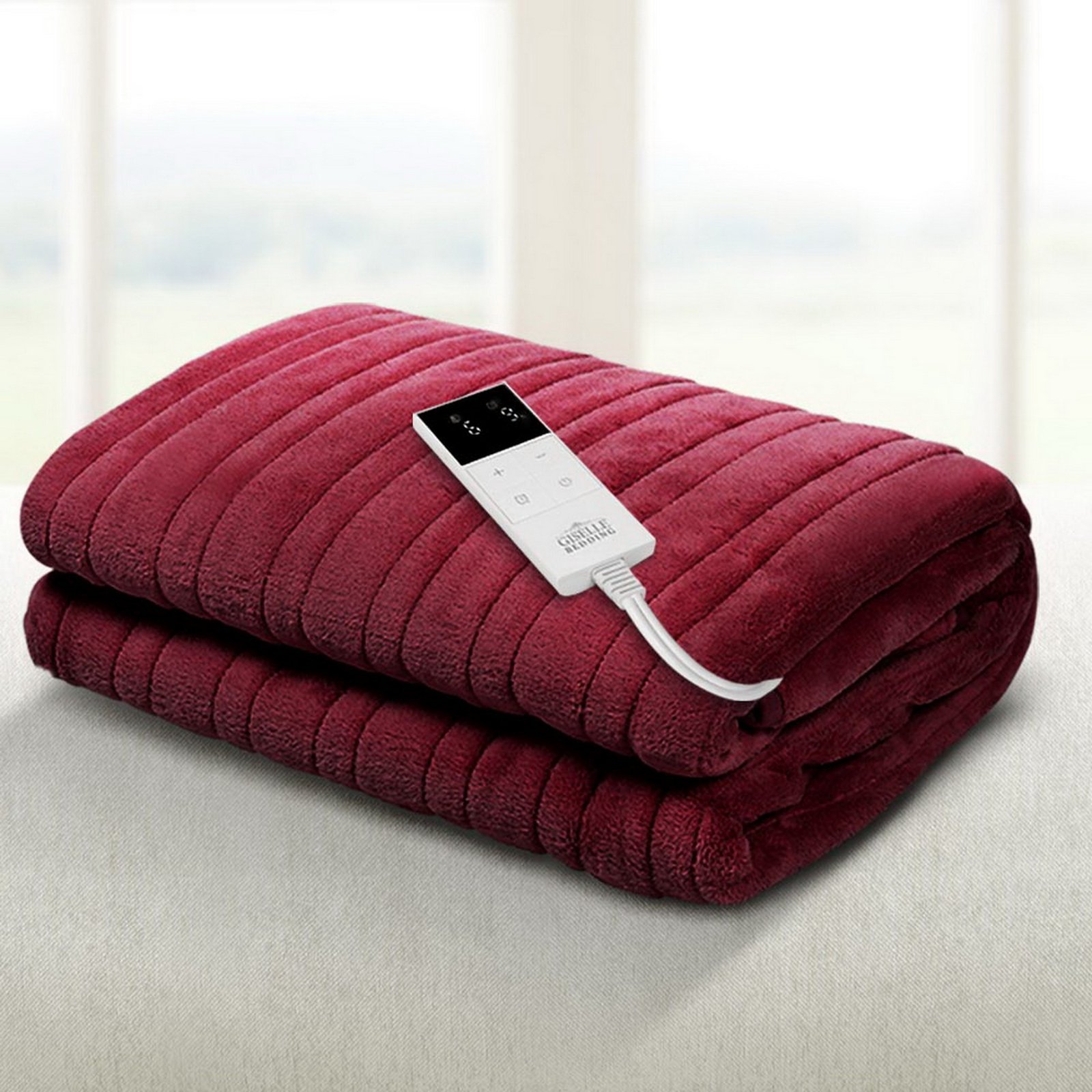 EB-THROW-RUG-BGD-202601071800-00 Giselle Electric Throw Rug Heated Blanket Fleece Red - Image 1