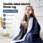 Giselle Electric Throw Rug Heated Blanket Washable Snuggle Flannel Winter Navy - Image 6