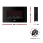 Devanti Electric Fireplace Fire Heater 2000W Black - Image 2