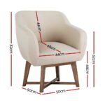 Artiss Armchair Tub Chair Beige Aston - Image 2