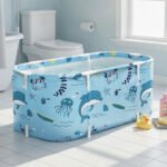 Weisshorn Foldable Bathtub PVC Spa Bucket Inflatable Cushion 114x62cm Blue - Image 7