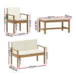 Gardeon 4-Piece Outdoor Sofa Set Wooden Couch Lounge Setting - Image 2
