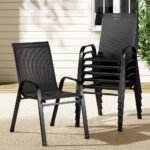 Gardeon 6PC Outdoor Dining Chairs Stackable Lounge Chair Patio Furniture Black - Image 7