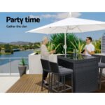 Gardeon 5-Piece Outdoor Bar Set Dining Table Stools Wicker Patio Setting - Image 4