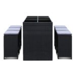 Gardeon 7-Piece Outdoor Bar Set Dining Table Stools Wicker Patio Setting - Image 3