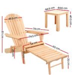Gardeon 3PC Adirondack Outdoor Table and Chairs? Wooden Sun Lounge Beach Patio Natural - Image 2