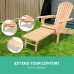 Gardeon Adirondack Outdoor Chairs Wooden Sun Lounge Patio Furniture Garden Natural - Image 5