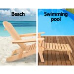 Gardeon 2PC Adirondack Outdoor Chairs Wooden Sun Lounge Patio Furniture Garden Natural - Image 6