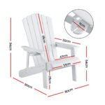 Gardeon Outdoor Chairs HDPE Adirondack Beach Chair Sun Lounge Patio Furniture Garden white - Image 2