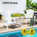 Gardeon Outdoor Chairs HDPE Adirondack Beach Chair Sun Lounge Patio Furniture Garden white - Image 4