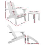 Gardeon 5PC Adirondack Outdoor Table and Chairs Wooden Sun Lounge Patio Furniture White - Image 2