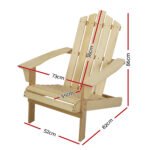 Gardeon Adirondack Outdoor Chairs Wooden Beach Chair Patio Furniture Garden Natural - Image 2