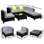 Gardeon 7-Piece Outdoor Sofa Set Wicker Couch Lounge Setting Seat Cover - Image 2