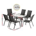 Gardeon 7PC Outdoor Dining Set Table and Chairs Patio Furniture Garden Bistro Set Black - Image 2