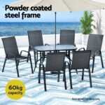 Gardeon 7PC Outdoor Dining Set Table and Chairs Patio Furniture Garden Bistro Set Black - Image 4