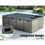 Gardeon Outdoor Dining Set 13 Piece Wicker Table Chairs Setting Grey - Image 4