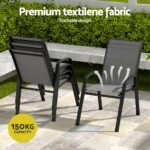 Gardeon 5PC Outdoor Dining Set Table and Chairs Patio Furniture Bistro Set Garden Grey - Image 5