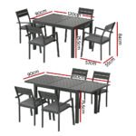 Gardeon Outdoor Dining Set 5 Piece Aluminum Extendable Table Setting Black - Image 2