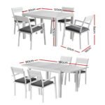Gardeon Outdoor Dining Set 5 Piece Aluminum Extendable Table Setting White - Image 2