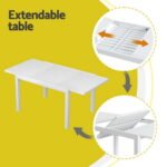 Gardeon Outdoor Dining Set 5 Piece Aluminum Extendable Table Setting White - Image 5