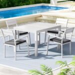 Gardeon Outdoor Dining Set 5 Piece Aluminum Extendable Table Setting White - Image 7