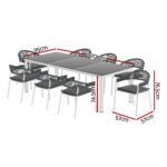 Gardeon Outdoor Dining Set 9 Piece Steel Table Chairs Setting White - Image 2