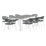Gardeon Outdoor Dining Set 9 Piece Steel Table Chairs Setting White - Image 3