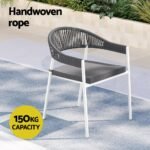 Gardeon Outdoor Dining Set 9 Piece Steel Table Chairs Setting White - Image 5