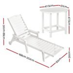 Gardeon Sun Lounge Lounger Beach Chair HDPE Patio Outdoor Furniture with Wheels White - Image 2