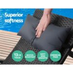 Gardeon 2x Sun Lounge Wicker Lounger Outdoor Furniture Beach Chair Armrest Adjustable Black - Image 5