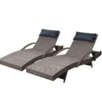 Gardeon 2x Sun Lounge Wicker Lounger Outdoor Furniture Beach Armchair Adjustable Grey&Beige - Image 8