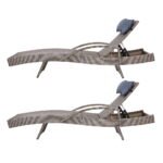 Gardeon 2x Sun Lounge Wicker Lounger Outdoor Furniture Beach Armchair Adjustable Grey&Beige - Image 3