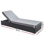 Gardeon 2PC Sun Lounge Wicker Lounger Outdoor Furniture Day Bed Adjustable Rattan Garden - Image 2
