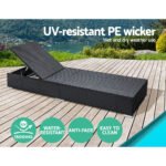Gardeon 2PC Sun Lounge Wicker Lounger Outdoor Furniture Day Bed Adjustable Rattan Garden - Image 5