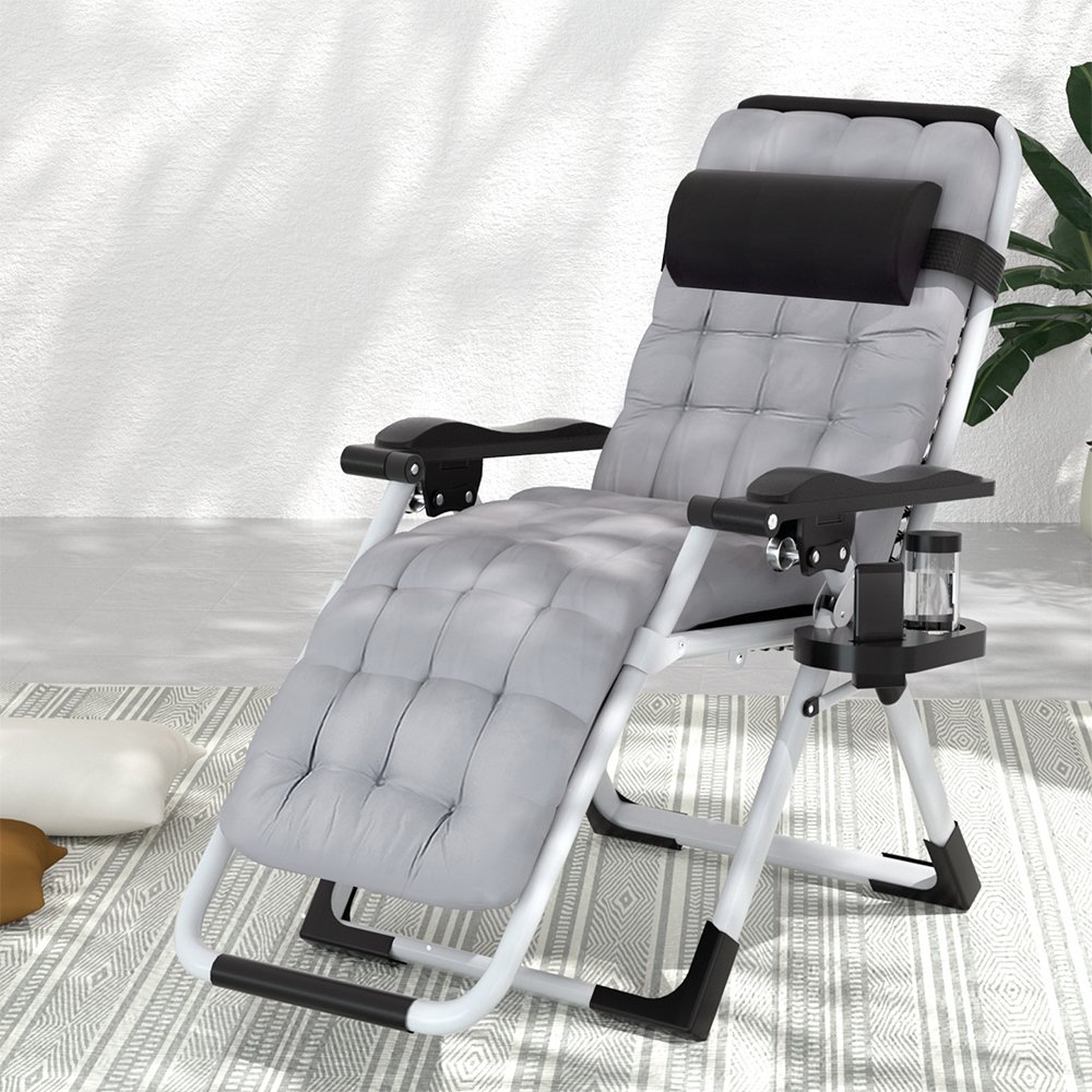 FF-LOUNGE-DS-BK-143785-06 Gardeon Sun Lounge Folding Lounger Camping Zero Gravity Chair Outdoor Furniture - Image 1