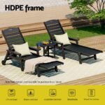 Gardeon Sun Lounge Lounger Beach Chair HDPE Patio Outdoor Furniture with Wheels Black - Image 4