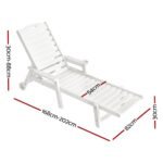 Gardeon Sun Lounge Lounger Beach Chair HDPE Patio Outdoor Furniture with Wheels White - Image 2