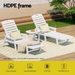 Gardeon Sun Lounge Lounger Beach Chair HDPE Patio Outdoor Furniture with Wheels White - Image 4