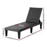 Gardeon Sun Lounge Adjustable Recliner Patio Outdoor Furniture Lightweight Black - Image 2
