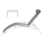 Gardeon 3PC Sun Lounge Outdoor Lounger Table Chairs Steel Patio Furniture Garden - Image 3