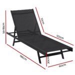 Gardeon Sun Lounge Outdoor Lounger Steel Beach Chair Patio Furniture Black - Image 2