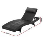 Gardeon Sun Lounge Wicker Lounger Outdoor Furniture Beach Chair Garden Adjustable Black - Image 2