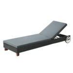 Gardeon Sun Lounge Wicker Lounger Outdoor Furniture Day Bed Wheels Patio Black - Image 7