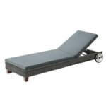 Gardeon Sun Lounge Wicker Lounger Outdoor Furniture Day Bed Wheels Patio Grey - Image 7