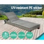Gardeon Sun Lounge Wicker Lounger Outdoor Furniture Day Bed Wheels Patio Grey - Image 5