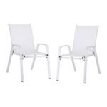 Gardeon 2PC Outdoor Dining Chairs Stackable Lounge Chair Patio Furniture White