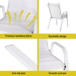 Gardeon 2PC Outdoor Dining Chairs Stackable Lounge Chair Patio Furniture White - Image 6