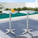 Gardeon Set of 2 Outdoor Bar Table Aluminium Round 70/110CM - Image 8