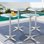 Gardeon Set of 4 Outdoor Bar Table Aluminium Round 70/110CM - Image 8