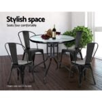 Gardeon Outdoor Bar Table Glass Cafe Table Steel Side Parasol Hole - Image 3